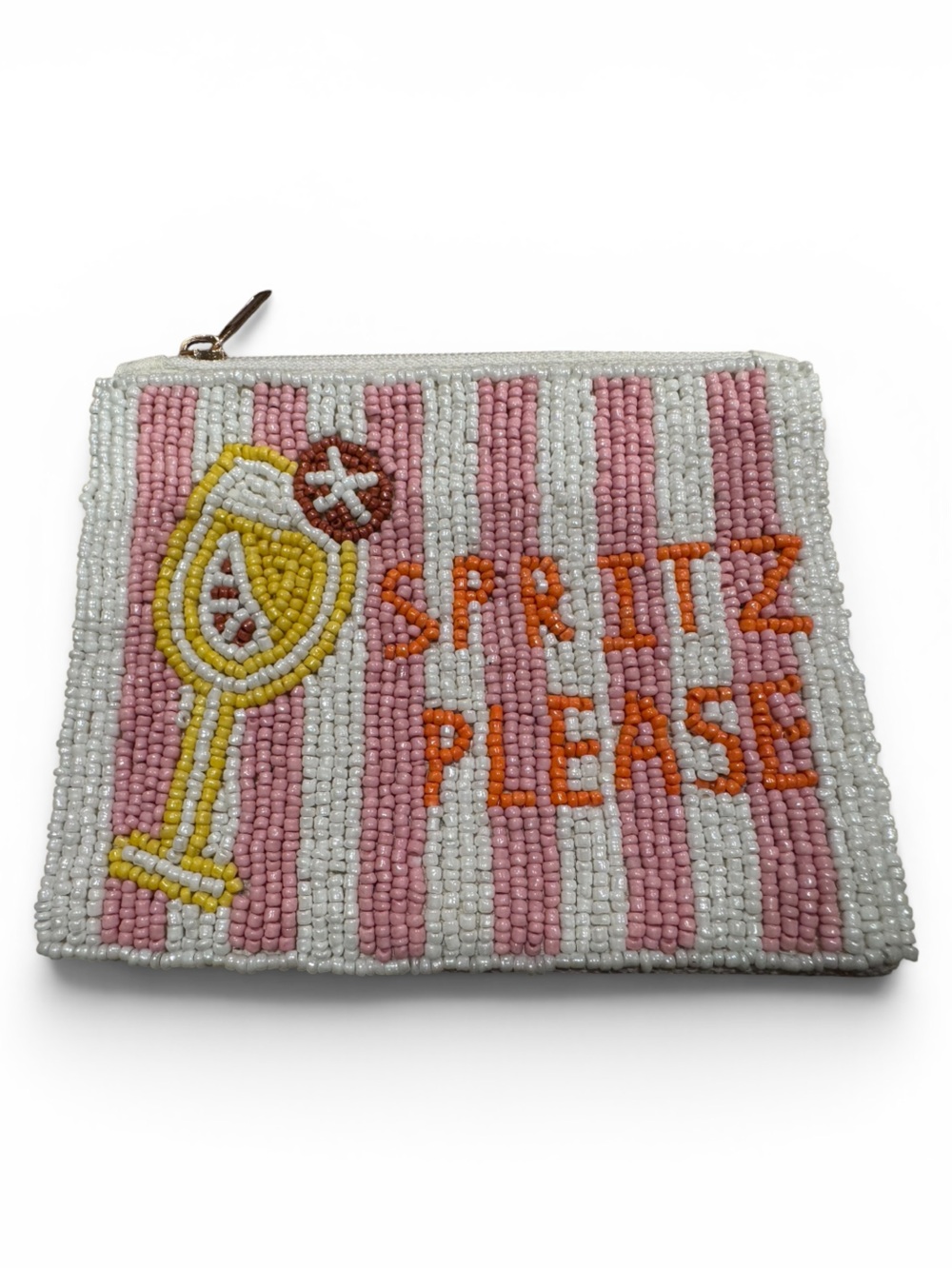 Seed Bead Spritz Please Coin Purse Beaded Zip Pouch